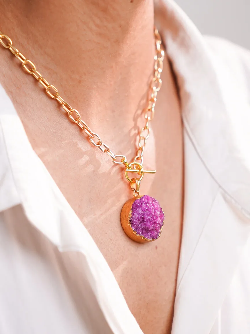 Druzy Pendant with Toggle Clasp