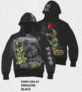 Ed Hardy Dragons Pullover Hoodie - Black