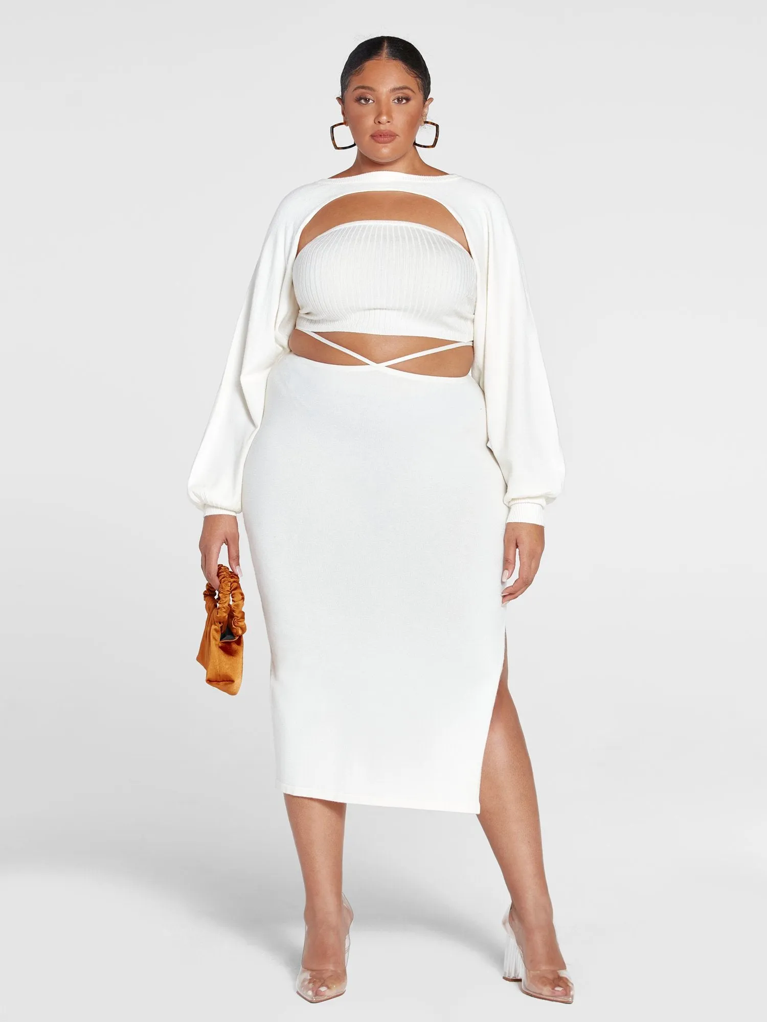 Fashion To Figure - Brigitte Ribbed Knit Cutout Midi Skirt