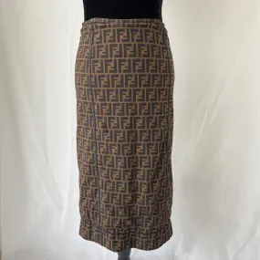Fendi FF Logo black and brown midi skirt