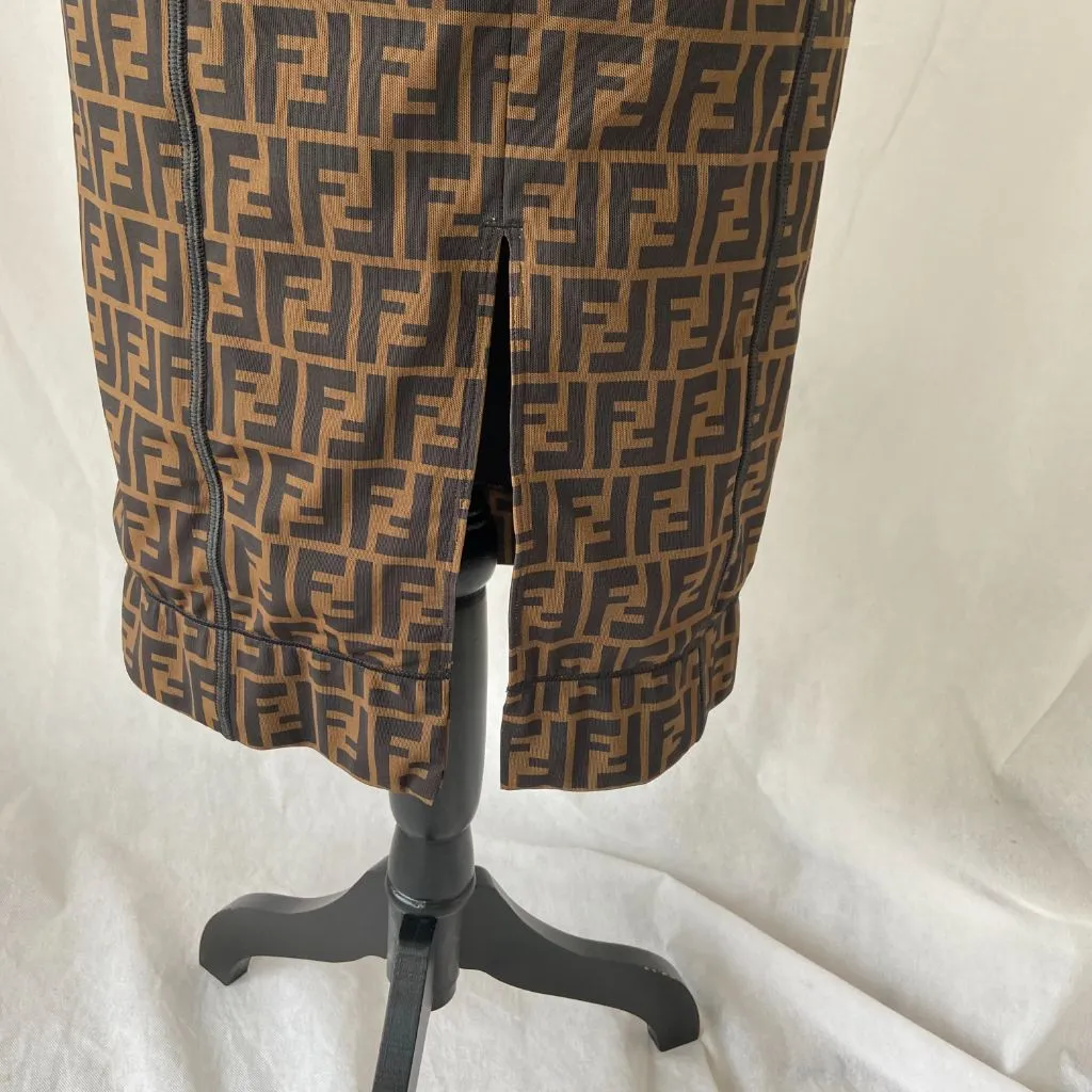 Fendi FF Logo black and brown midi skirt