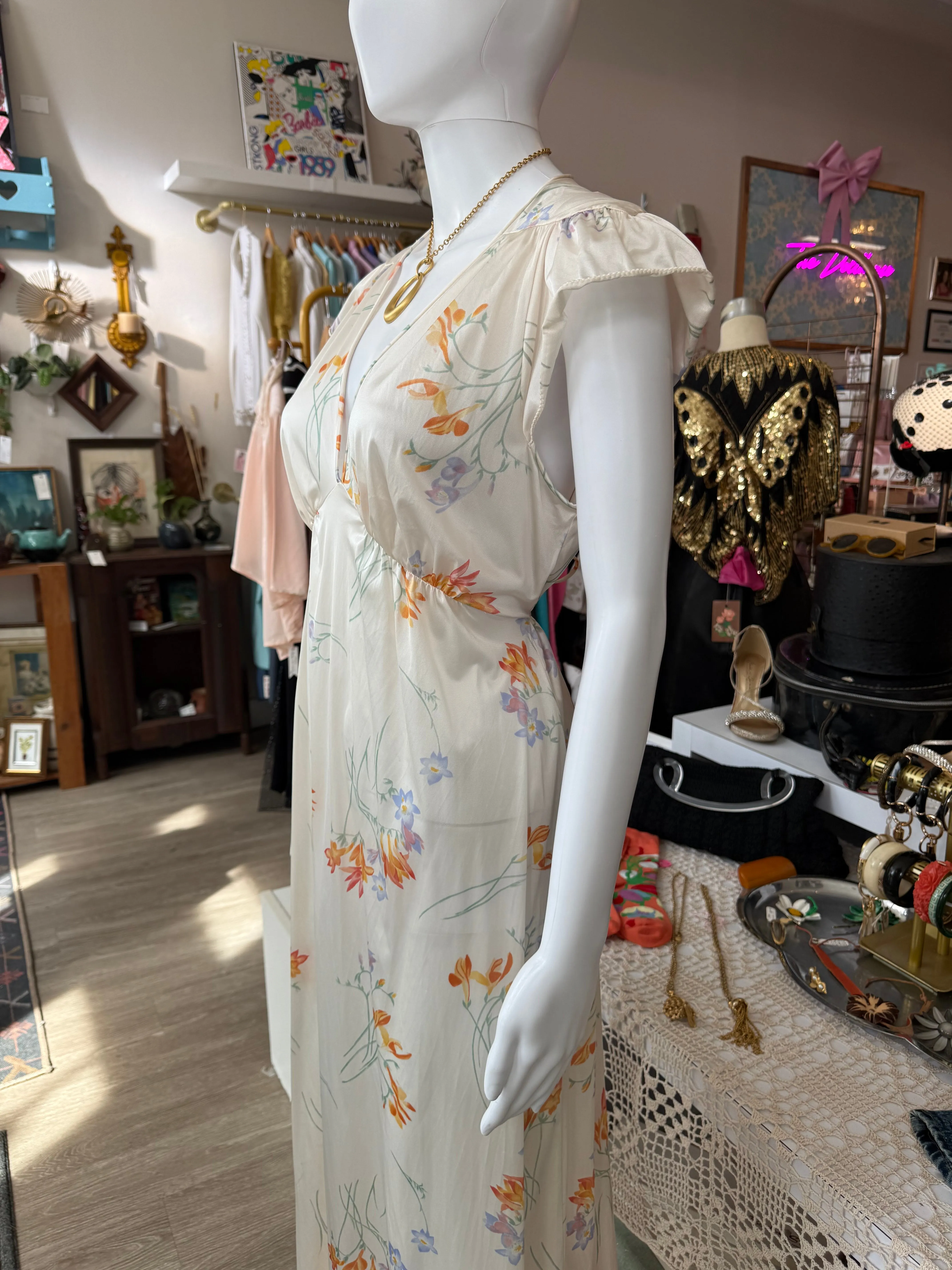 Floral Satin Nightgown