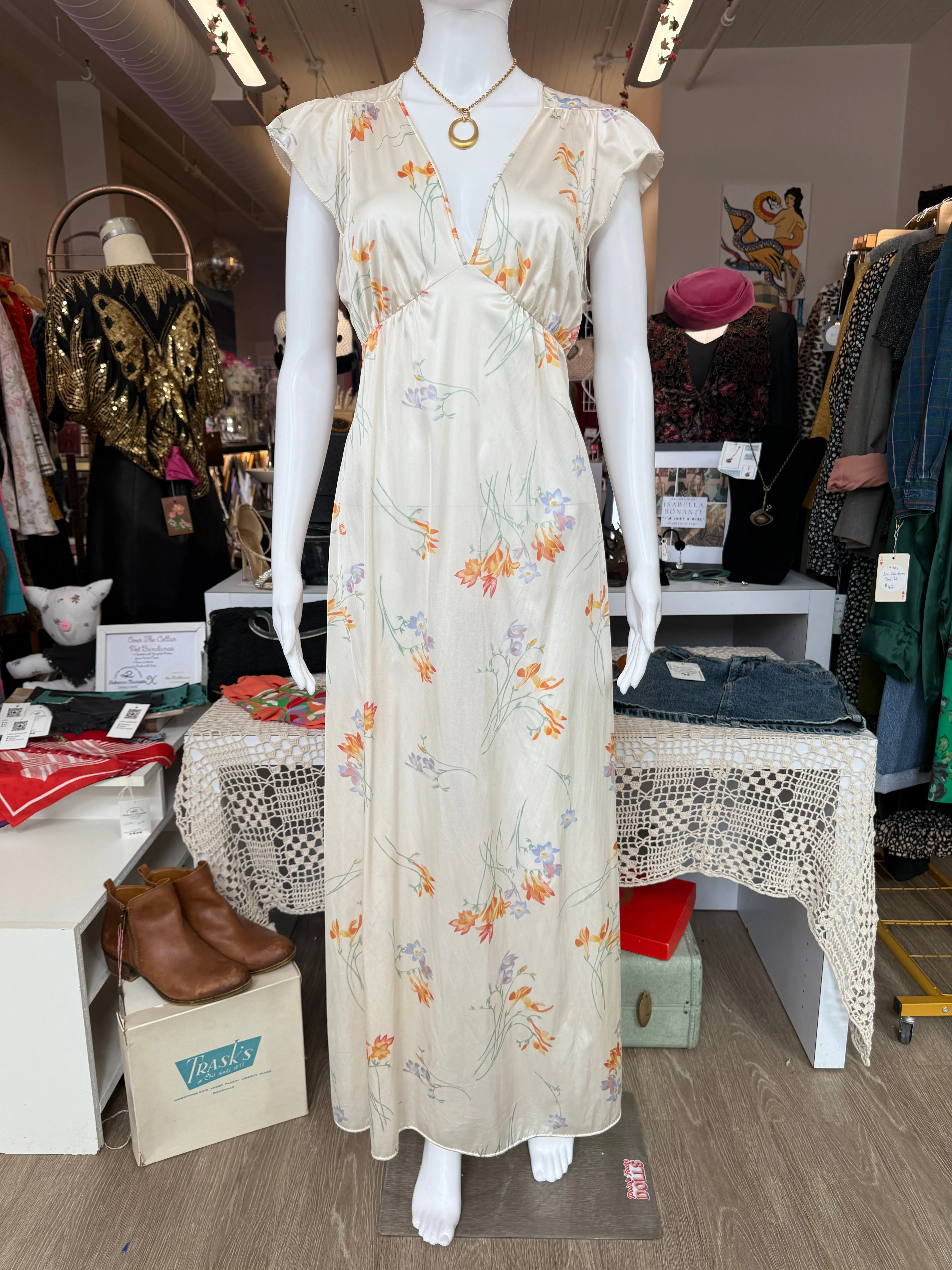Floral Satin Nightgown
