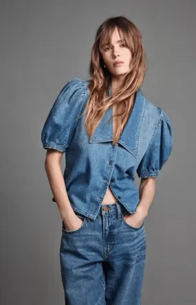 Frame Denim Sailor Blouse in Starlet