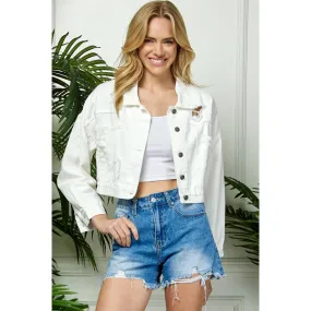Frayed Silver Fringe Denim Jacket