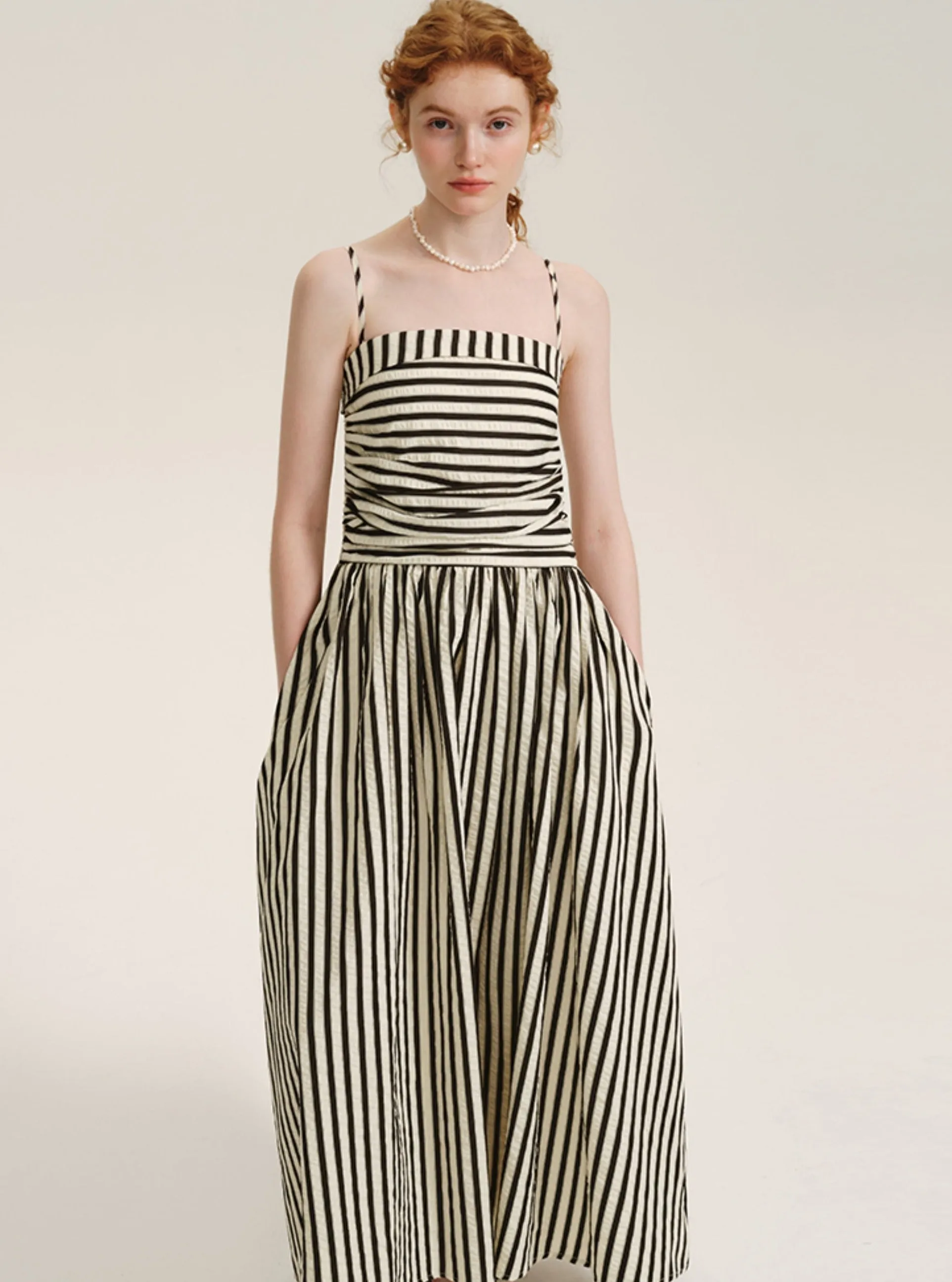 French Stitched Striped Slip Dress