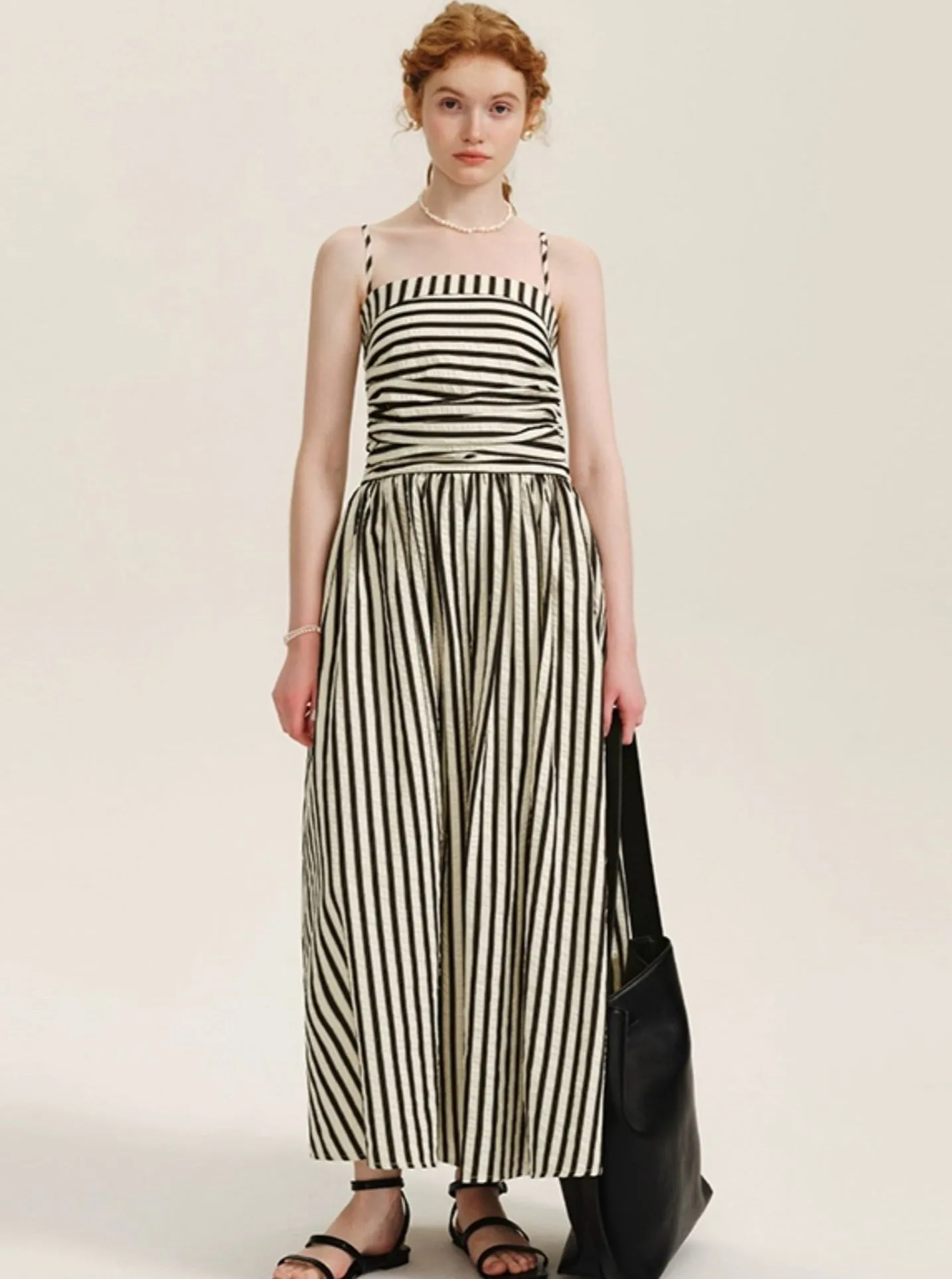 French Stitched Striped Slip Dress