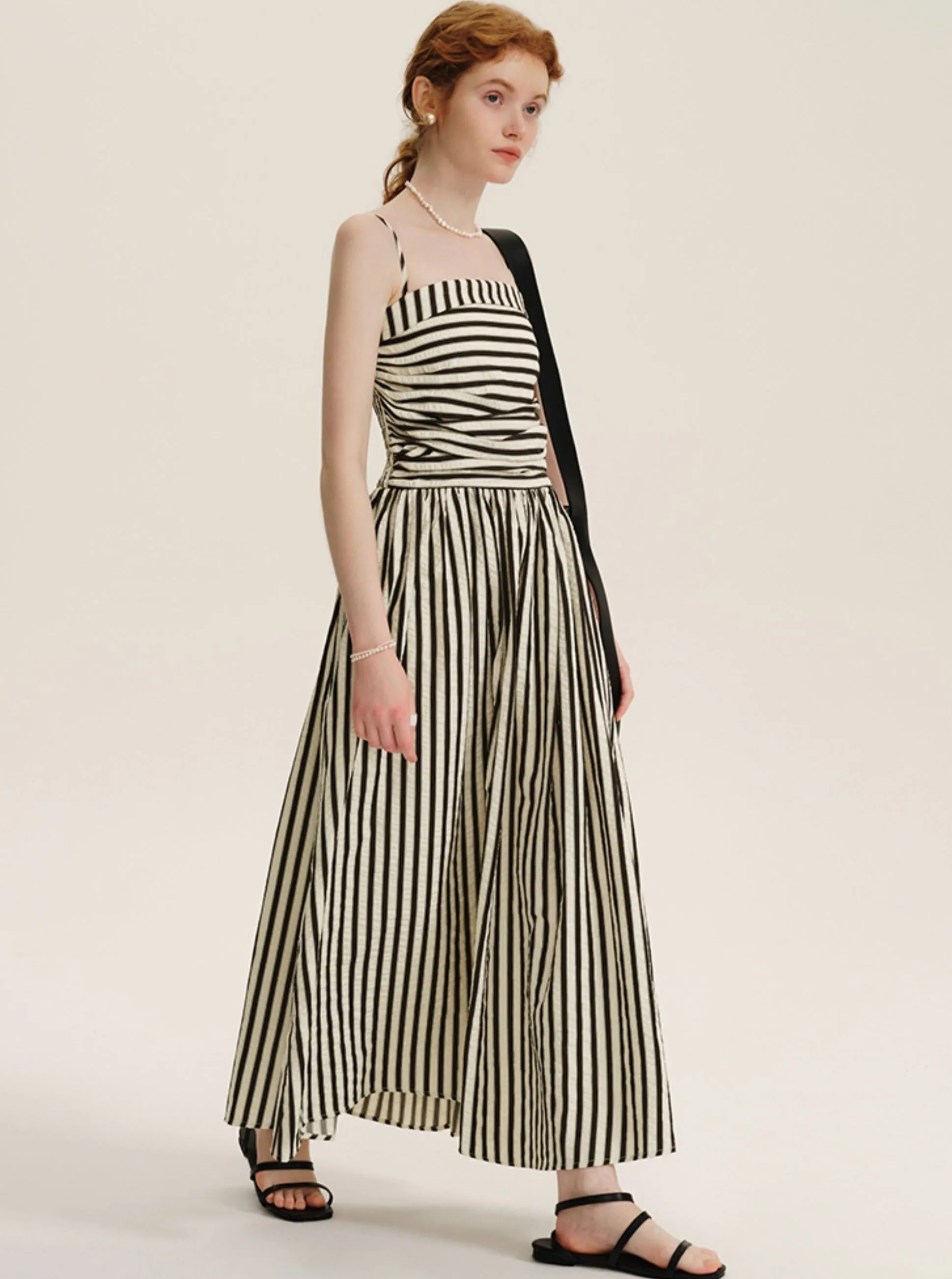 French Stitched Striped Slip Dress