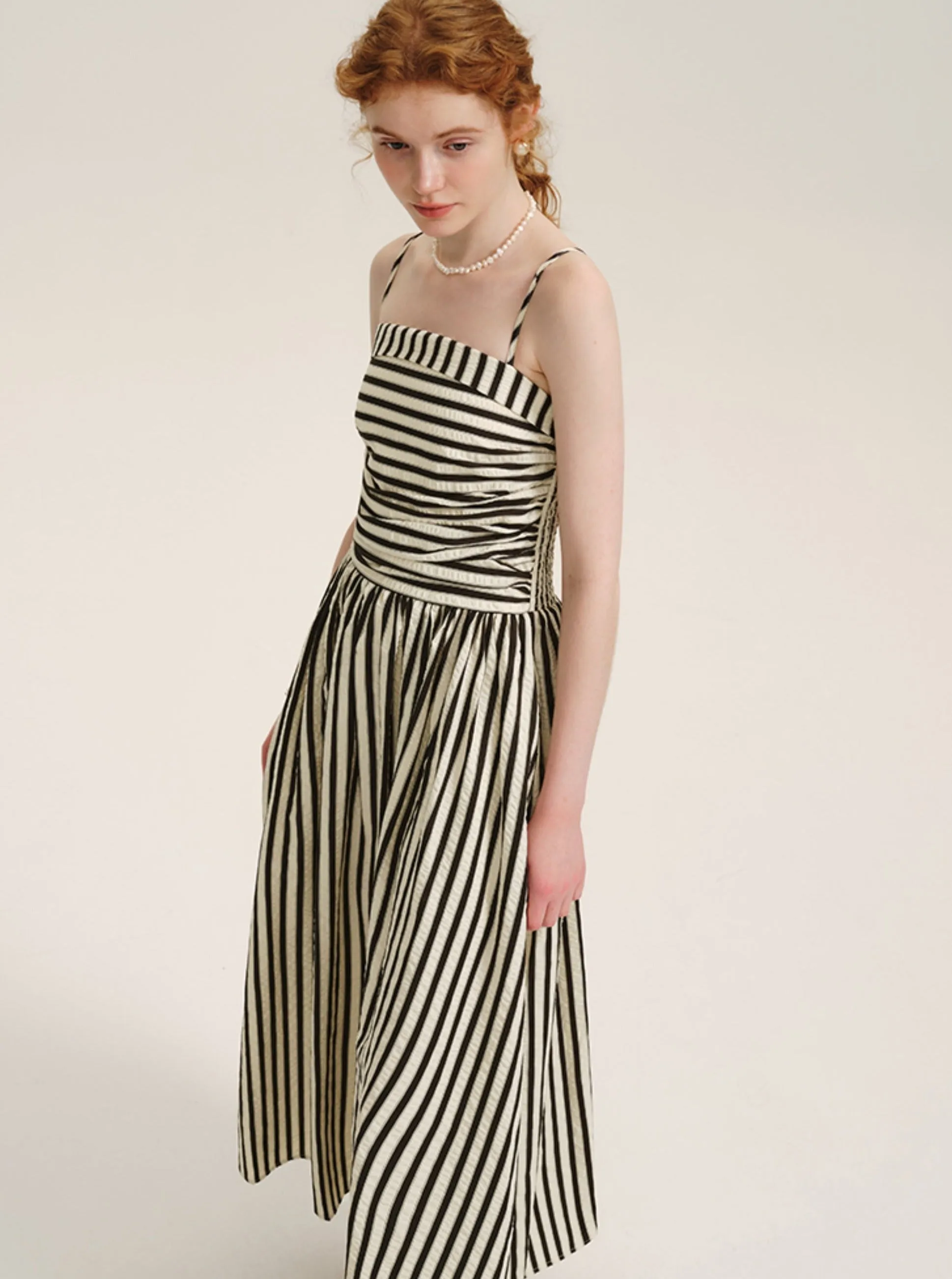 French Stitched Striped Slip Dress
