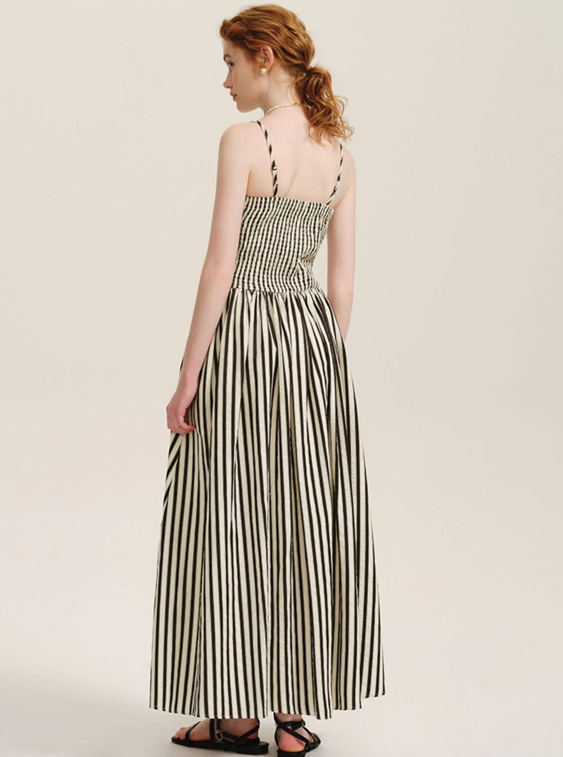 French Stitched Striped Slip Dress