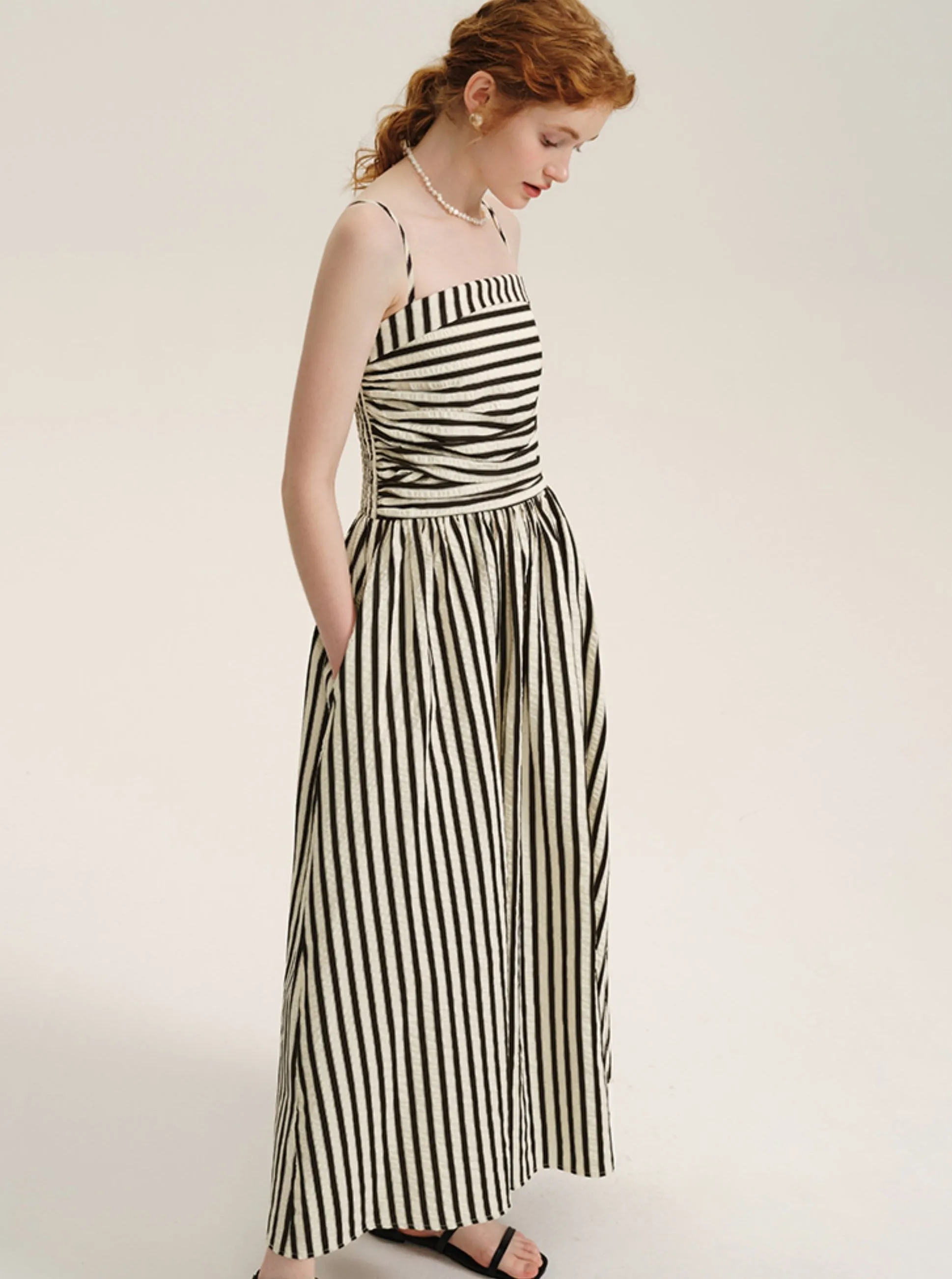 French Stitched Striped Slip Dress