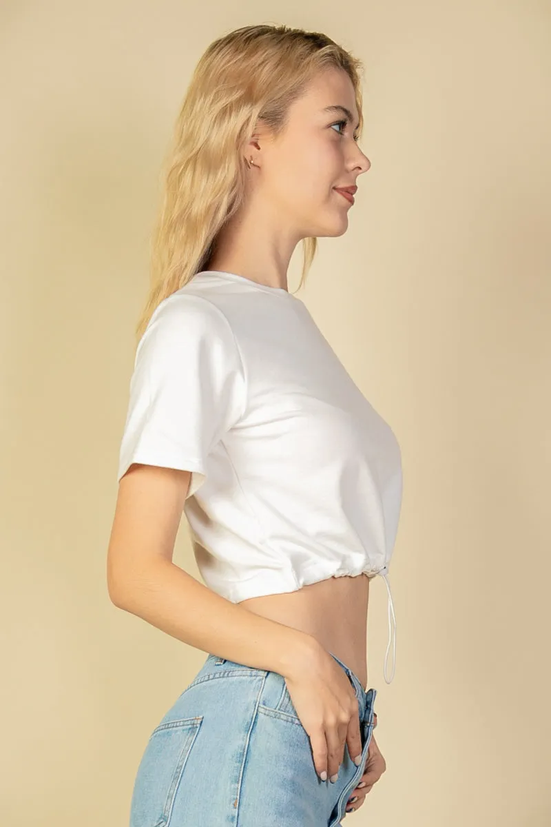 French Terry Toggle Drawstring Crop Top