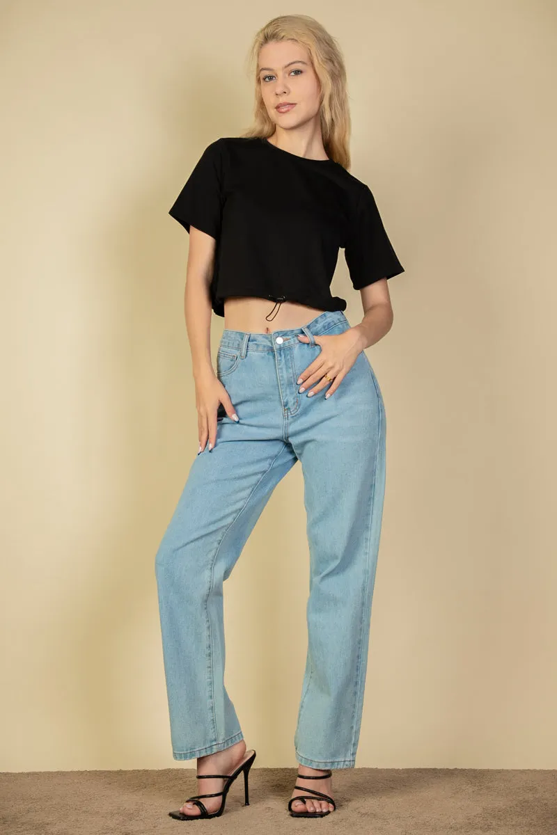 French Terry Toggle Drawstring Crop Top