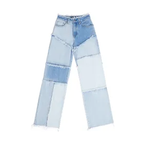 Garden Puzzle Blue Denim Jeans