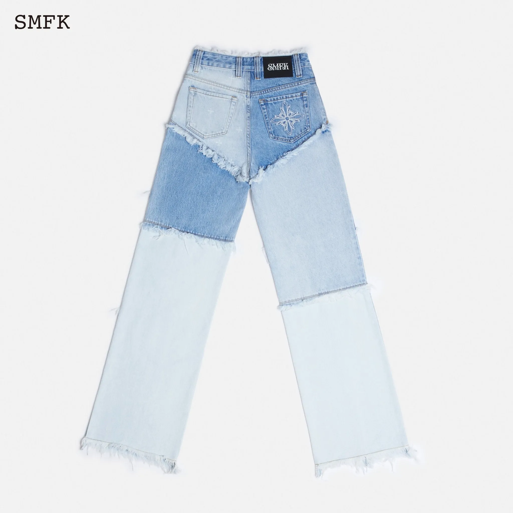 Garden Puzzle Blue Denim Jeans