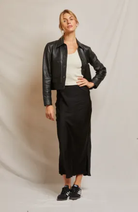 Genevieve Satin Skirt Black