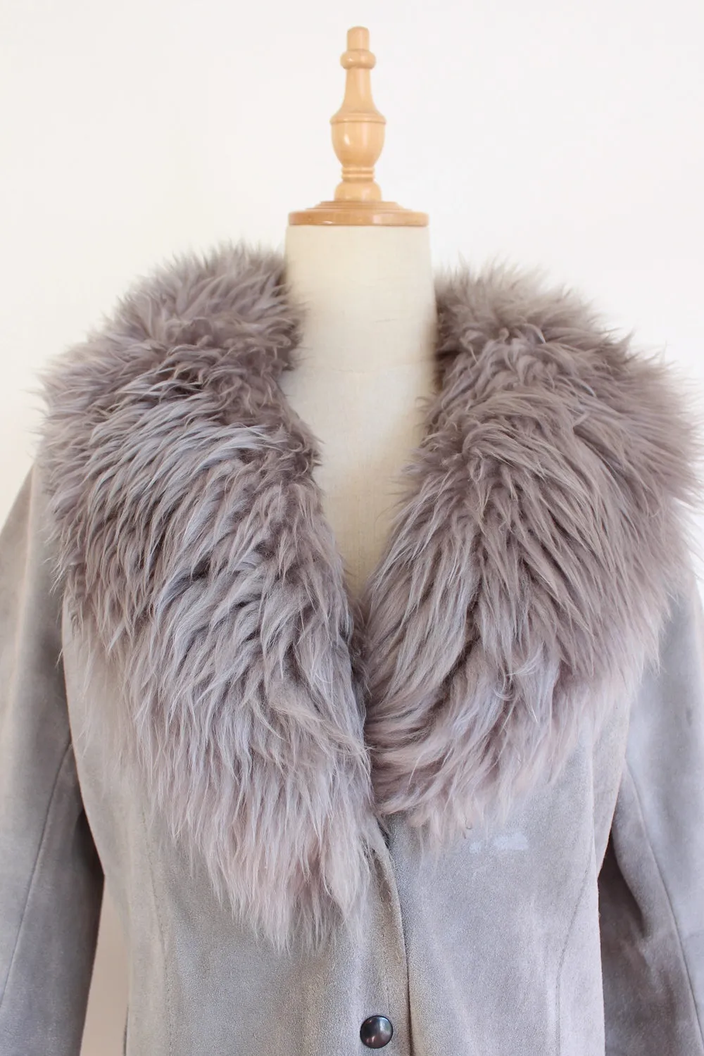 GENUINE SHEEPSKIN VINTAGE JACKET GREY - SIZE 8
