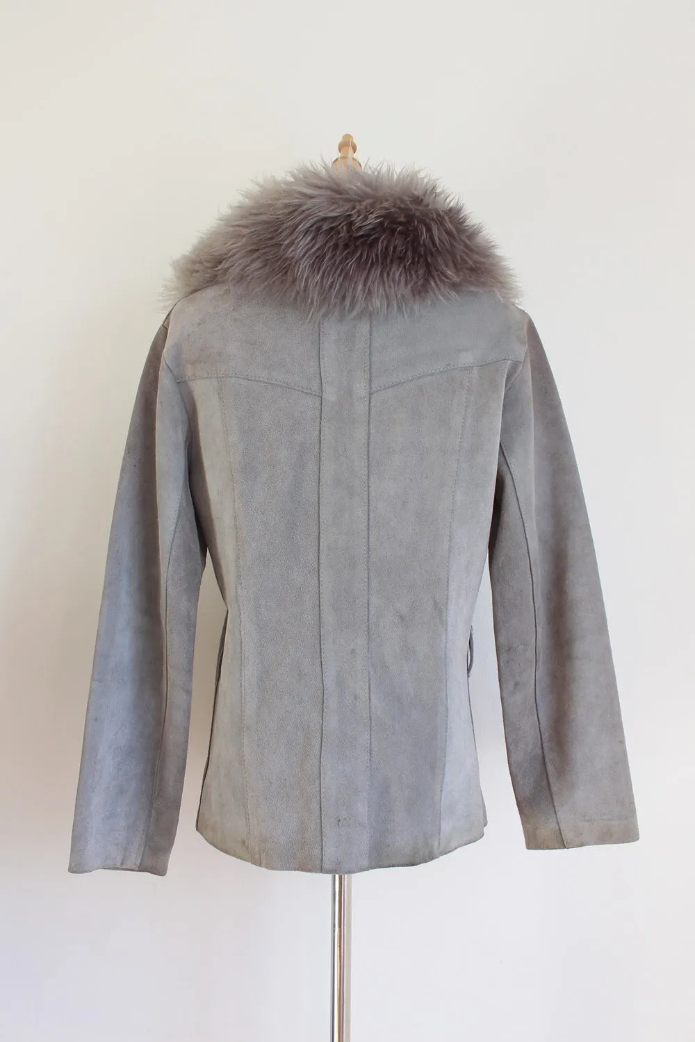 GENUINE SHEEPSKIN VINTAGE JACKET GREY - SIZE 8