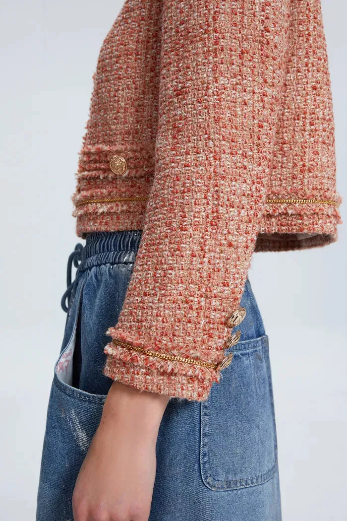 Gigi Cropped Jacket in Lightweight Wool Tweed