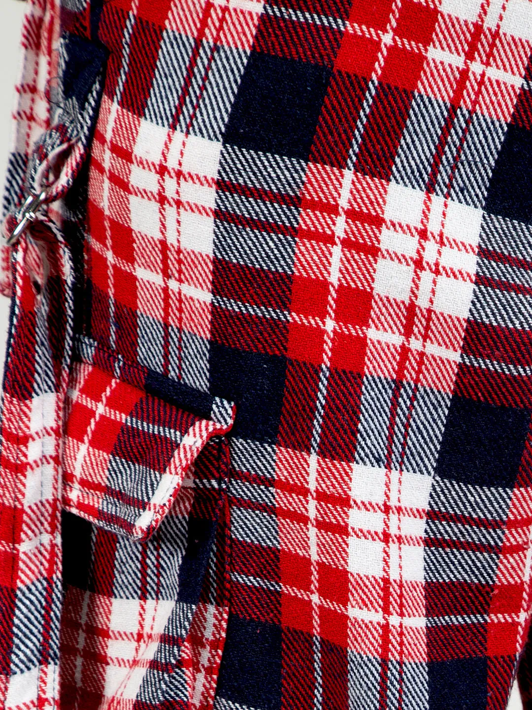 Girls Cotton Checkered Cargo