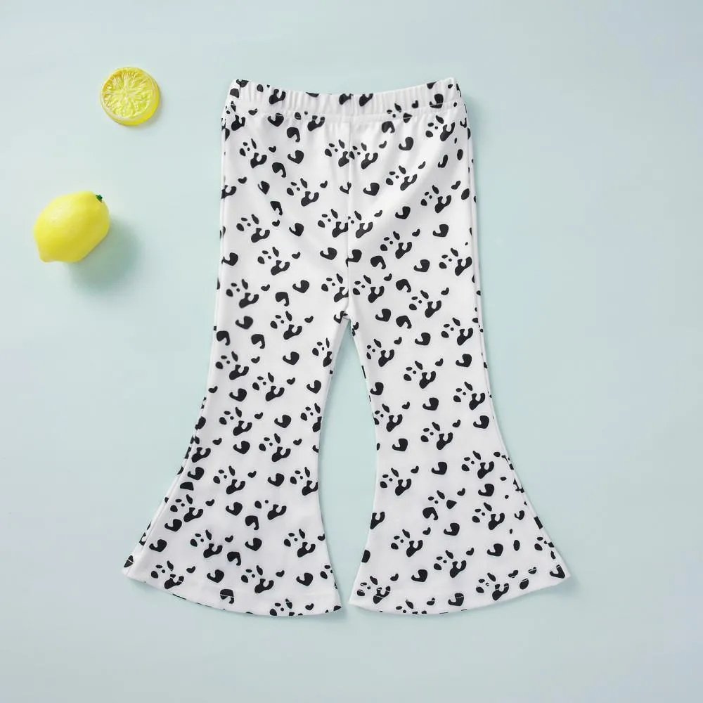 Girls Long Sleeve Off-shoulder Top&Flare Pants Baby Girl Clothes Wholesale