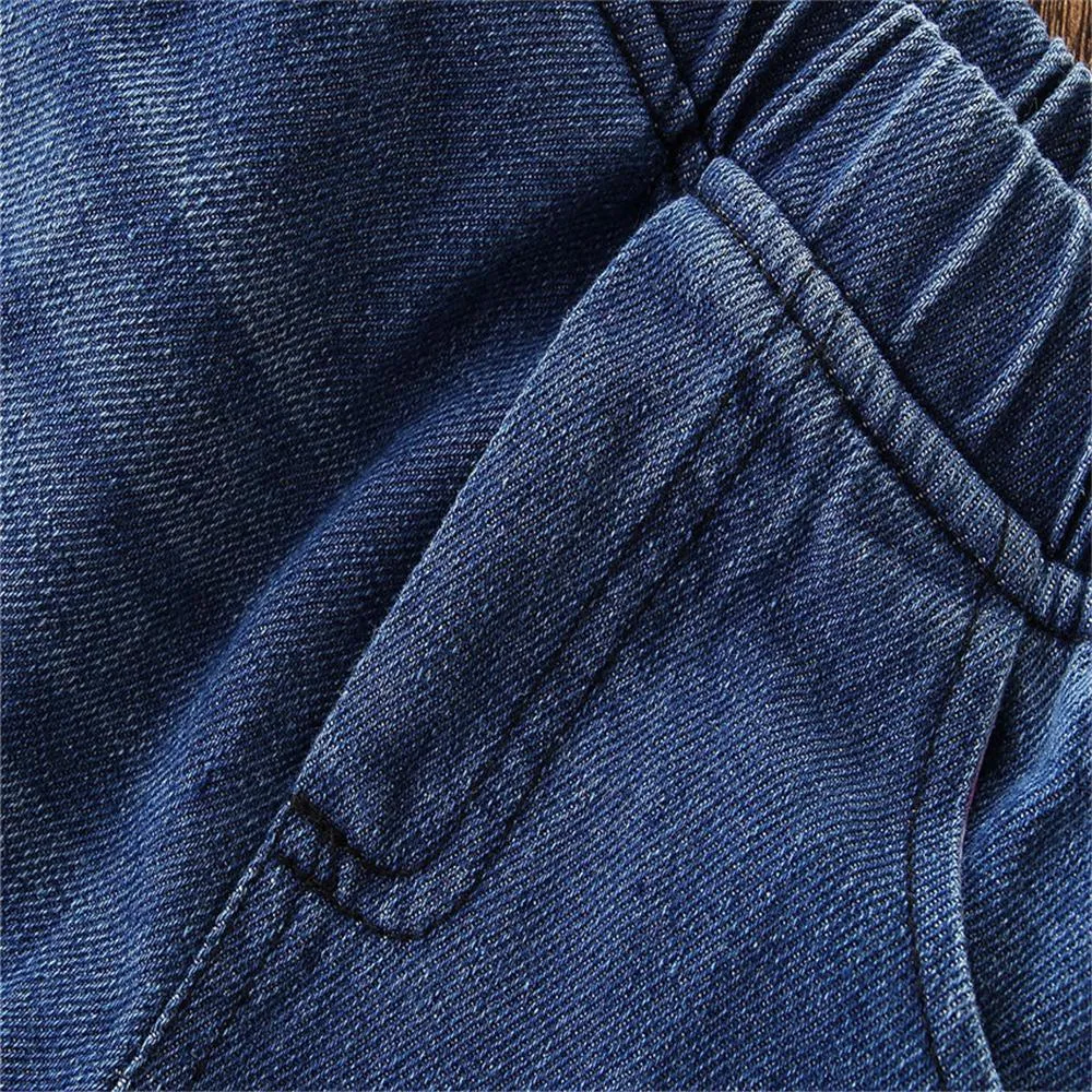 Girls Stylish Flared Pocket Solid Denim Pants Wholesale