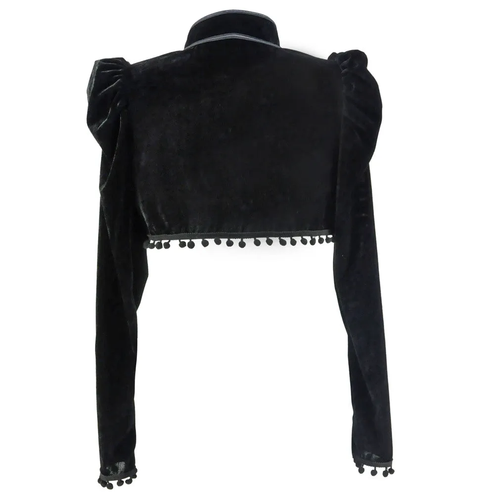 Gothic Cropped Black Velvet Jacket