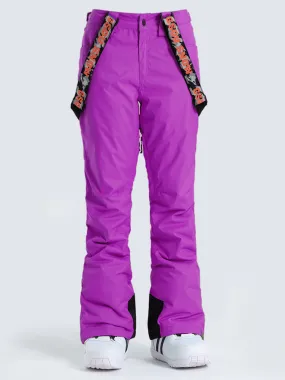 Gsou Snow Women's Purple Thermal Warm High Waterproof Windproof Snowboard Snow Pants