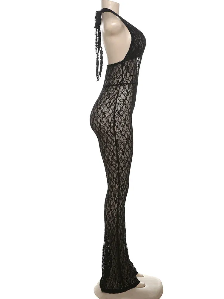 Heart Desire Black Mesh Jumpsuit