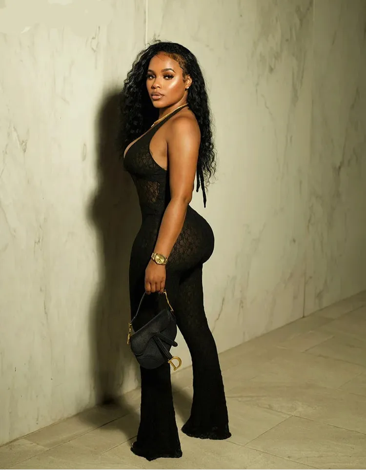 Heart Desire Black Mesh Jumpsuit