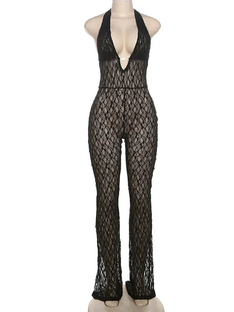 Heart Desire Black Mesh Jumpsuit