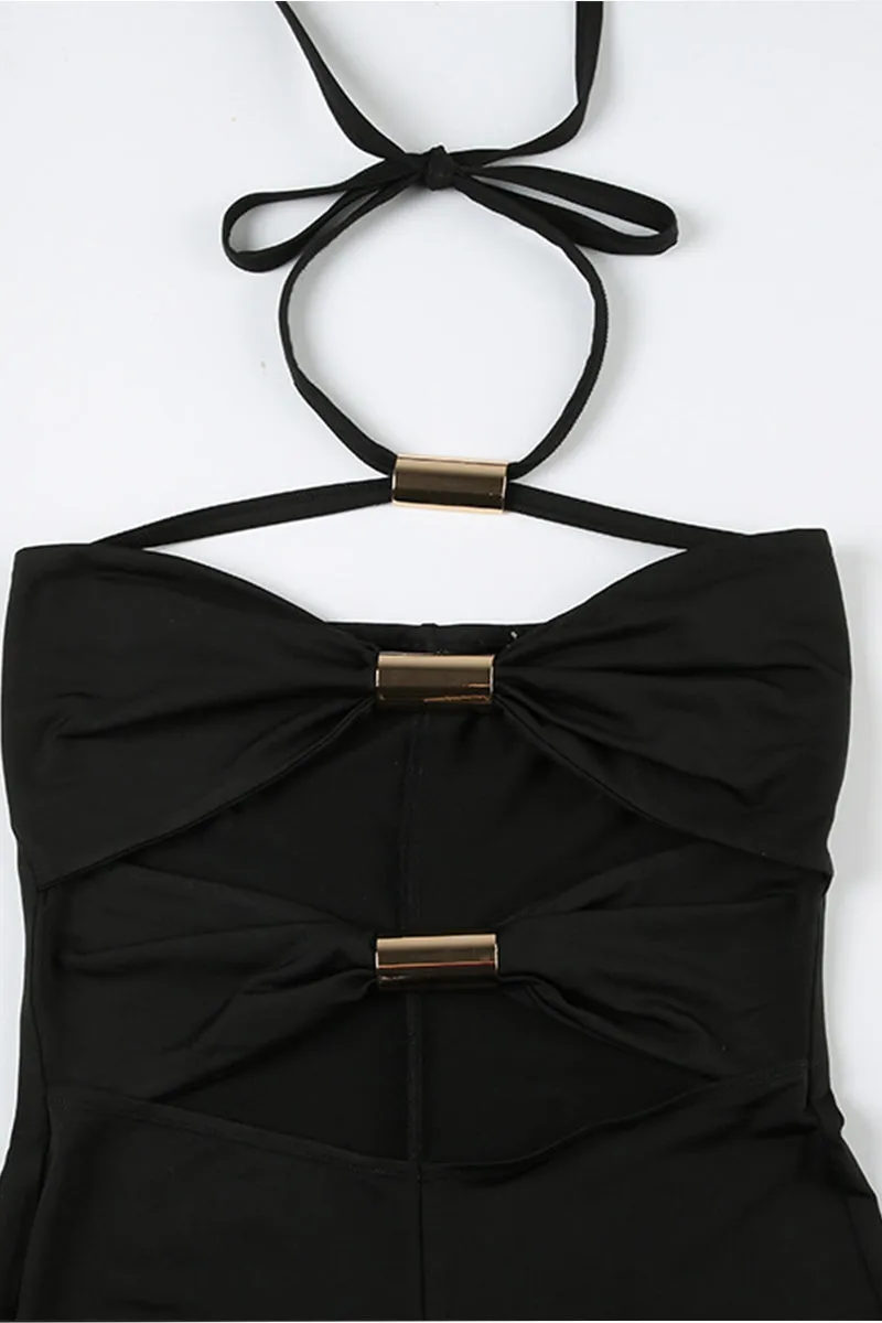 HJQ1037 Criss-Cross Hollow Out Rompers