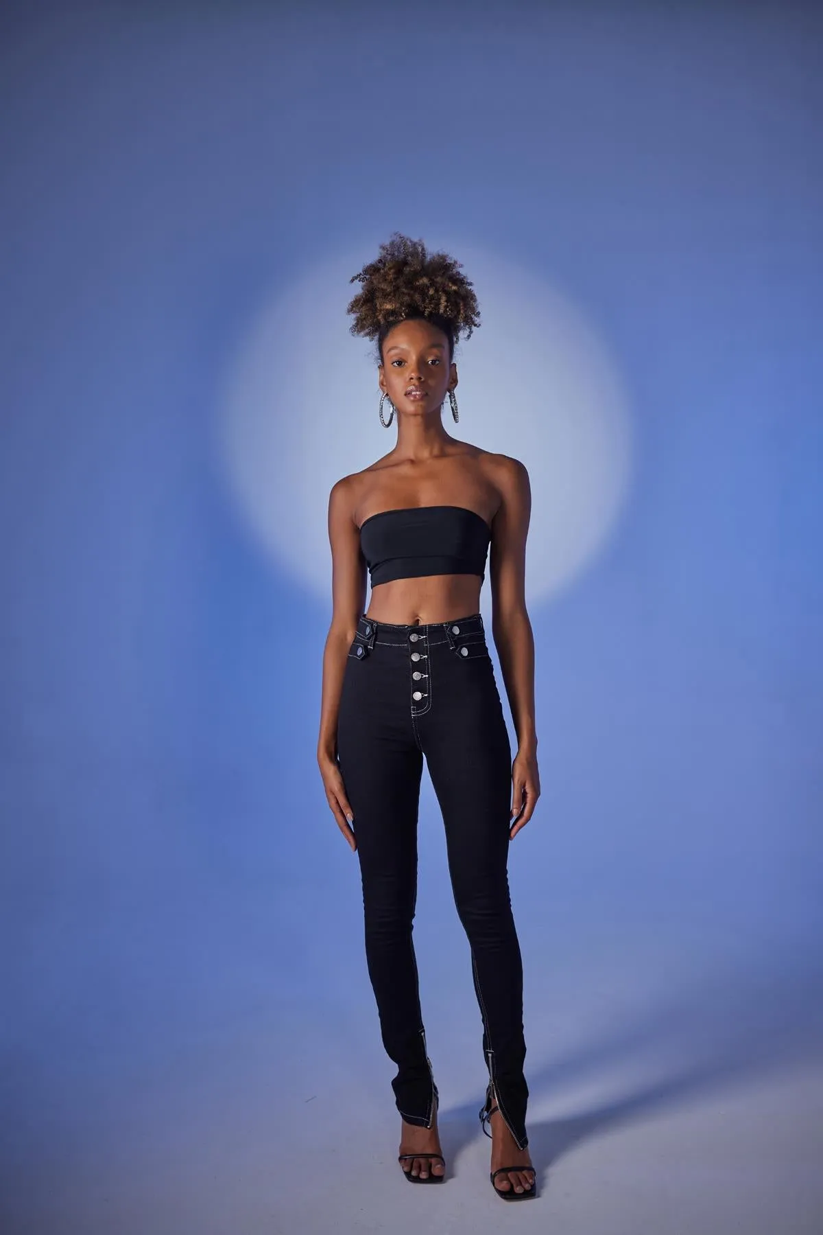 HLLY Women Split Jean Pants Black - Mâcon