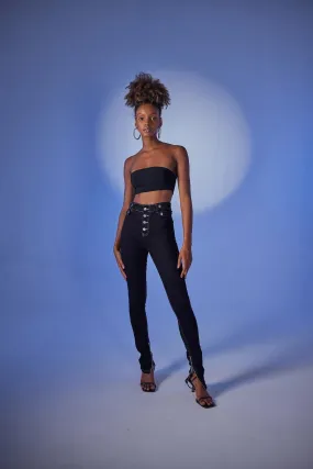 HLLY Women Split Jean Pants Black - Mâcon