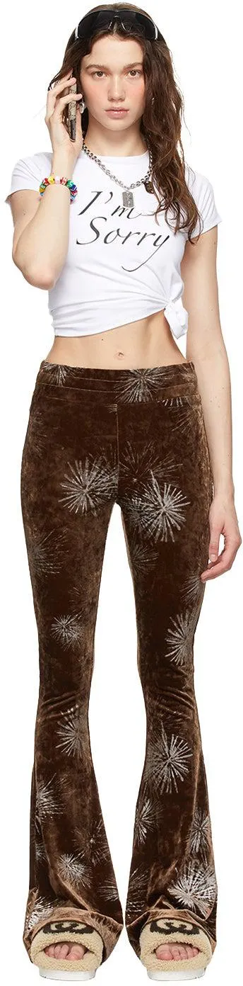 I'm Sorry by Petra Collins SSENSE Exclusive Brown Flare Devore Lounge Pants