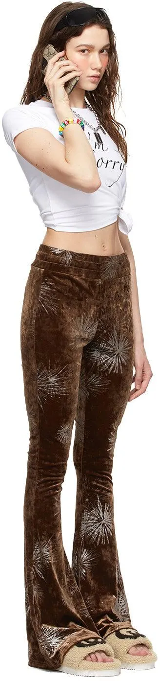 I'm Sorry by Petra Collins SSENSE Exclusive Brown Flare Devore Lounge Pants