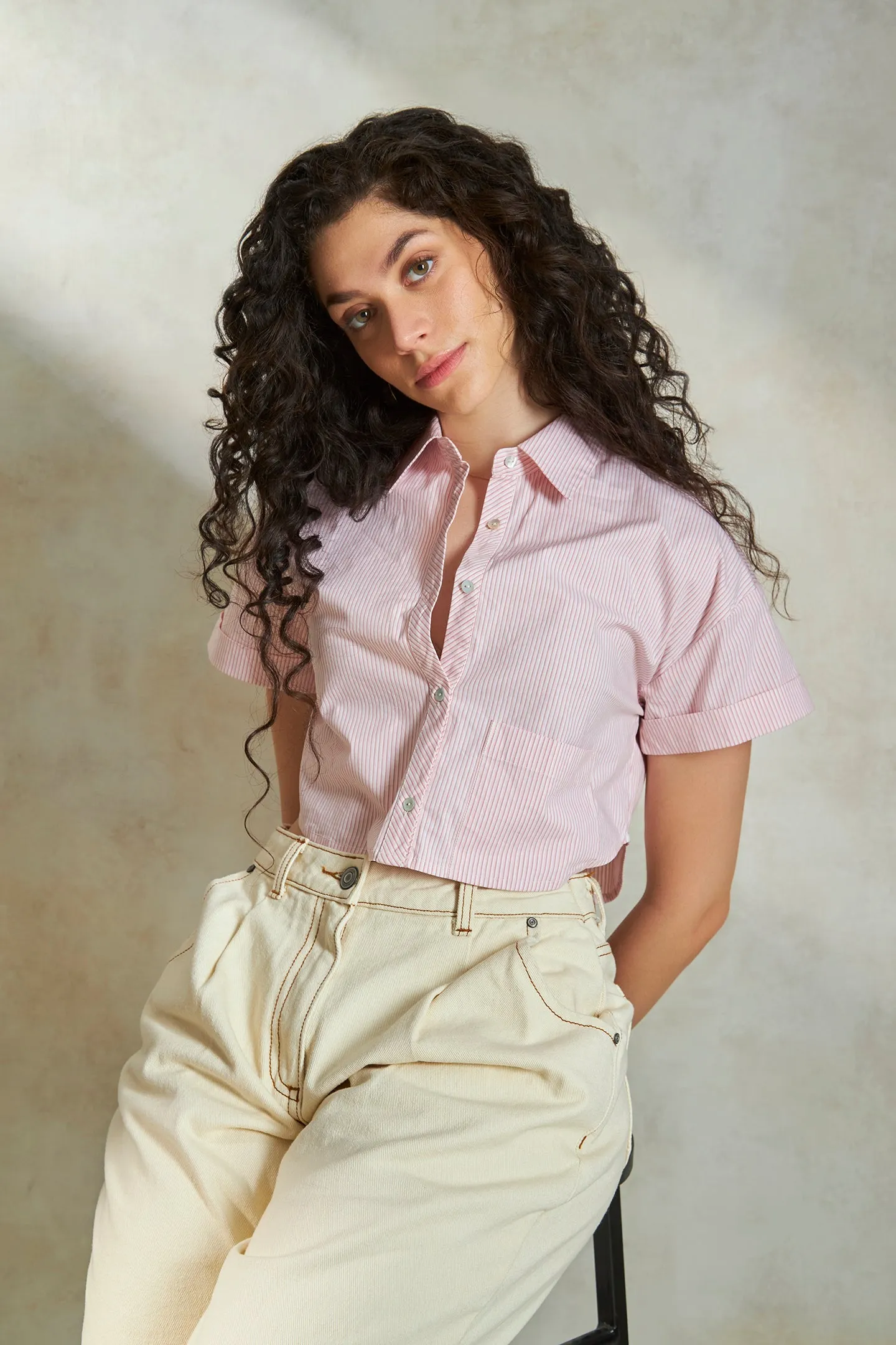 Jamie|Cropped Boxy Shirt