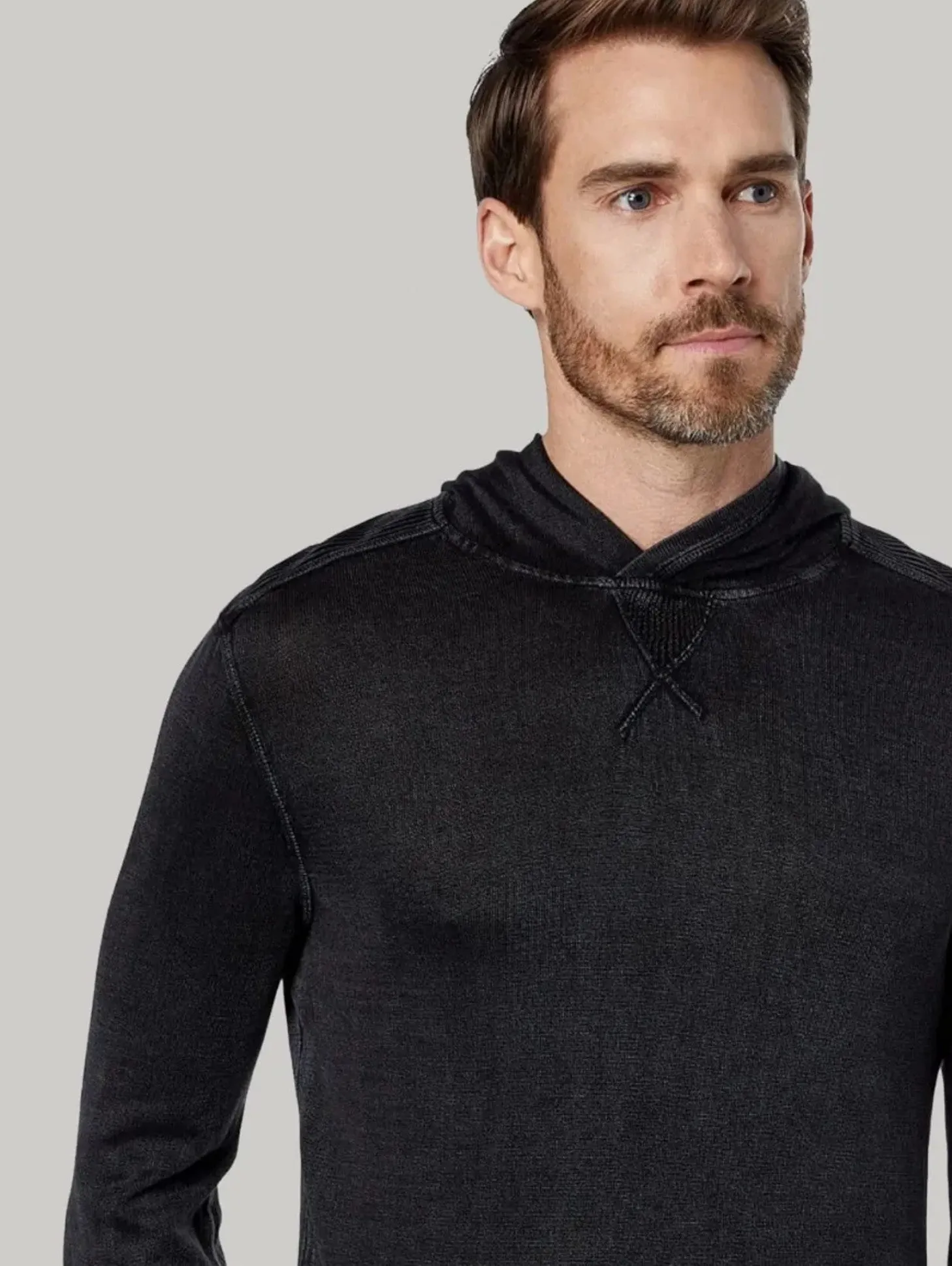 John Varvatos Canton Mercerized Pullover Hoody - Black