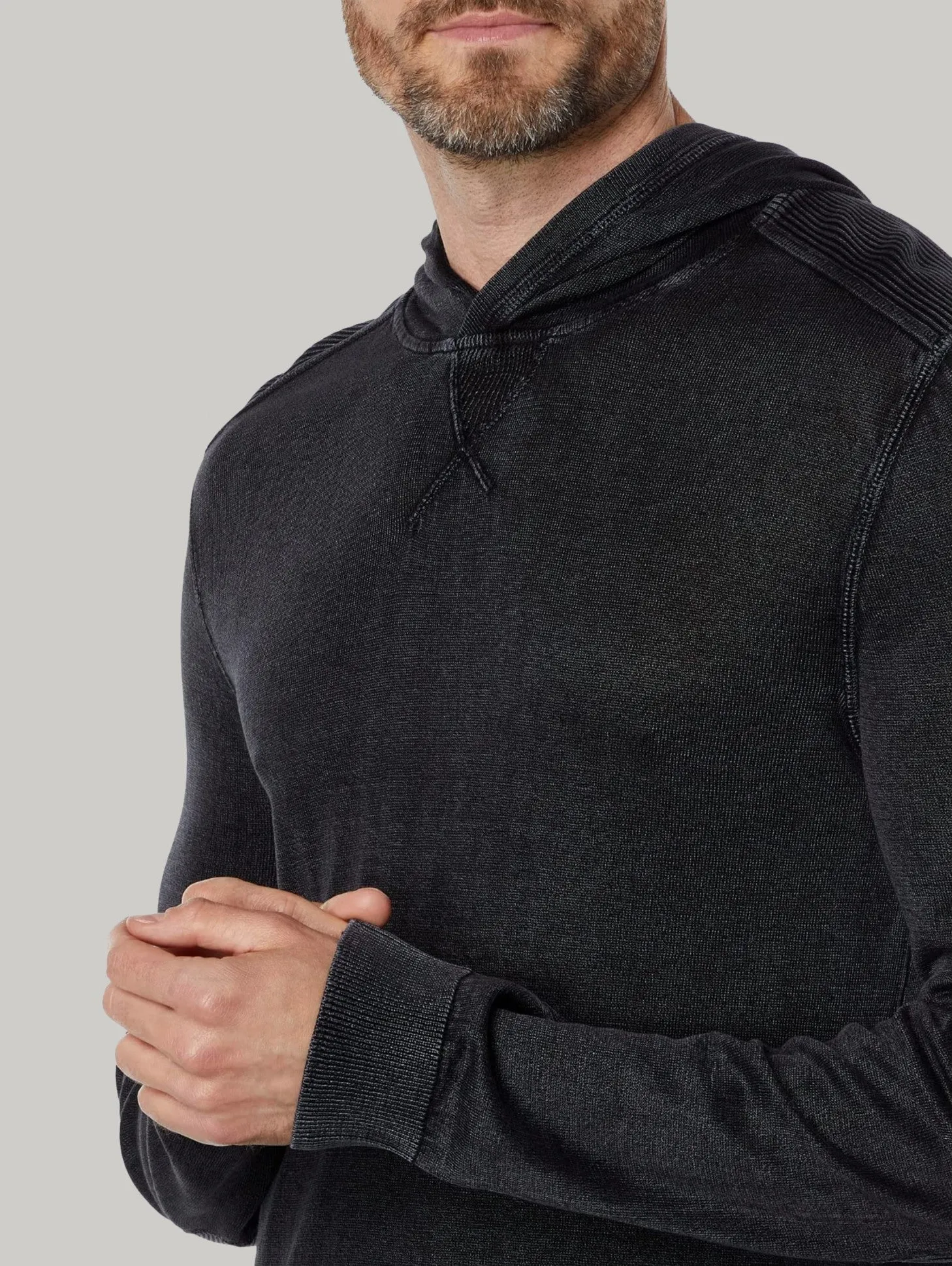John Varvatos Canton Mercerized Pullover Hoody - Black