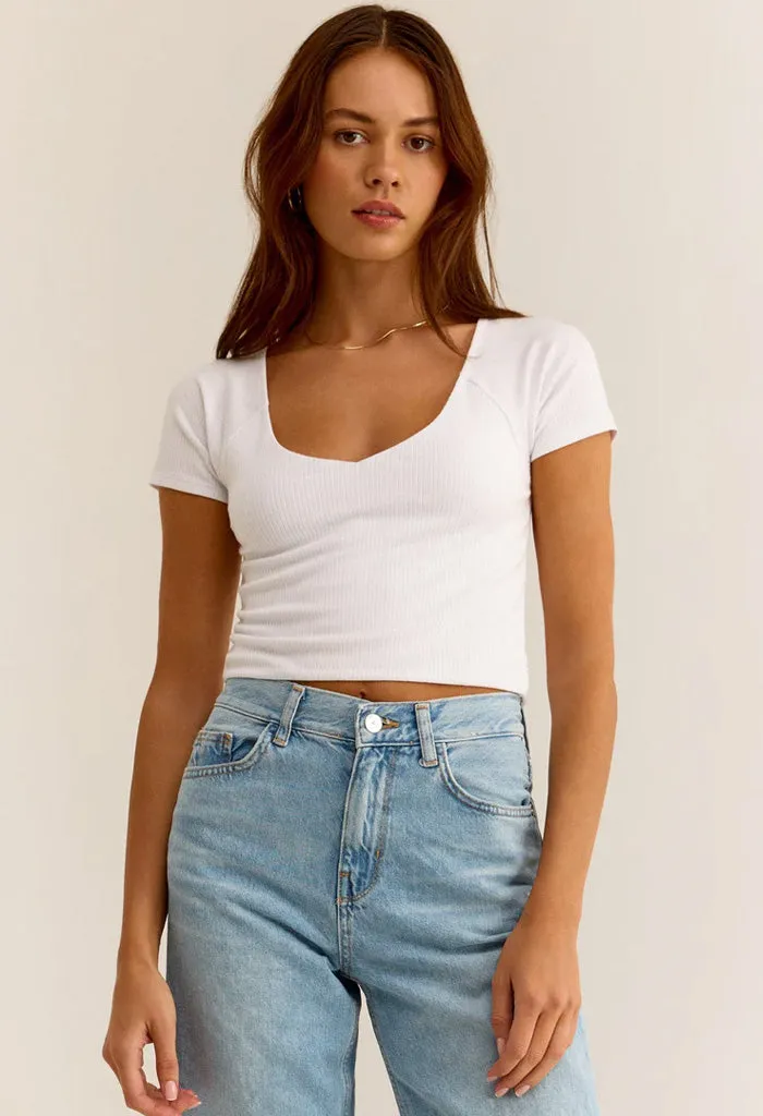 Kallen Rib Top-White