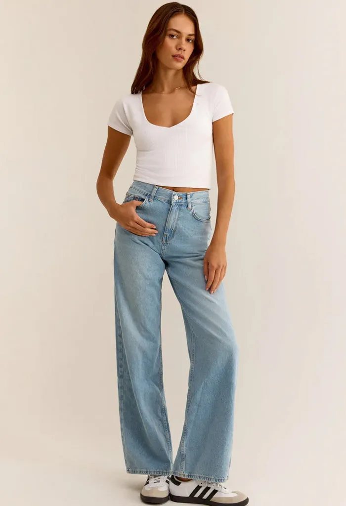 Kallen Rib Top-White