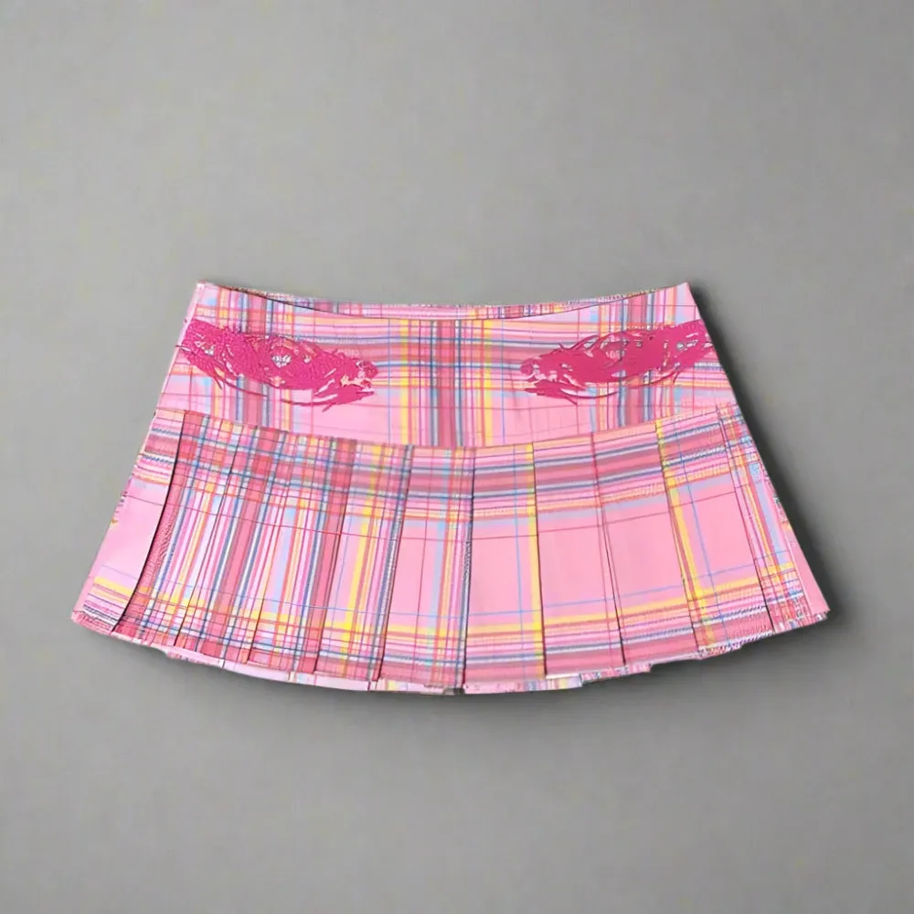 Kawaii Pink Pleated Mini Skirt with Integrated Shorts