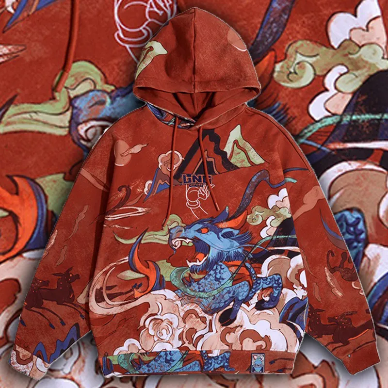 Kirin Cloud Red Pullover Hoodie