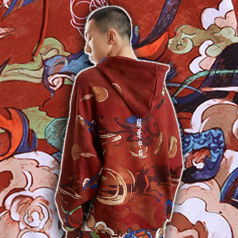 Kirin Cloud Red Pullover Hoodie