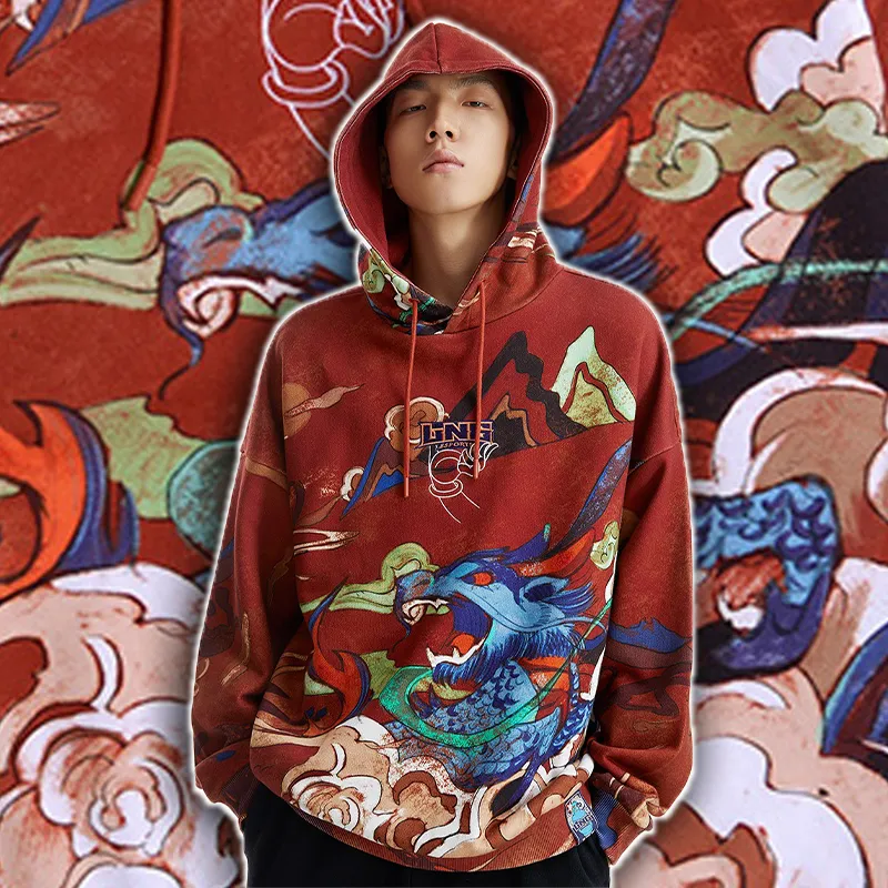 Kirin Cloud Red Pullover Hoodie