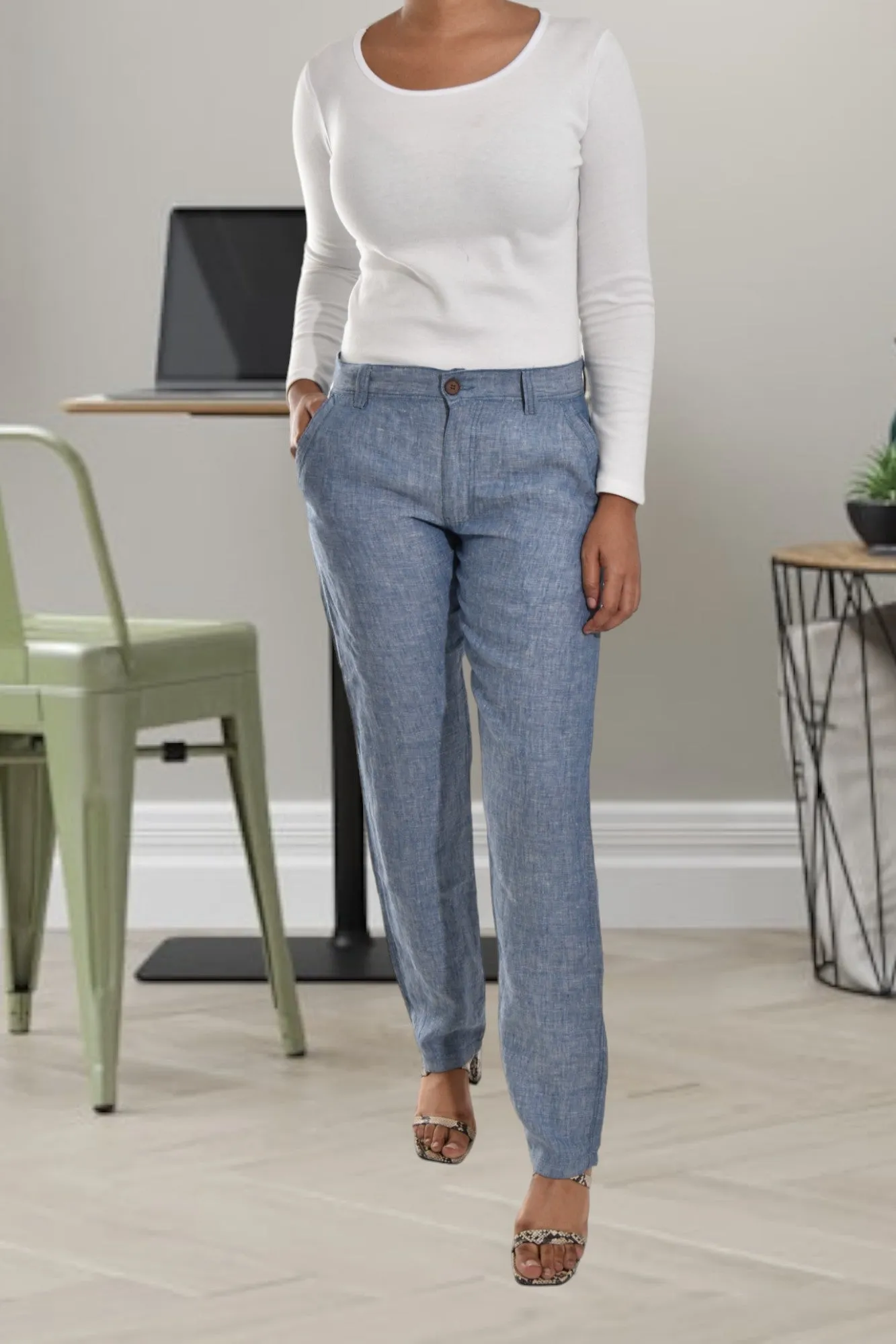 Ladies Navy Pocket Pants