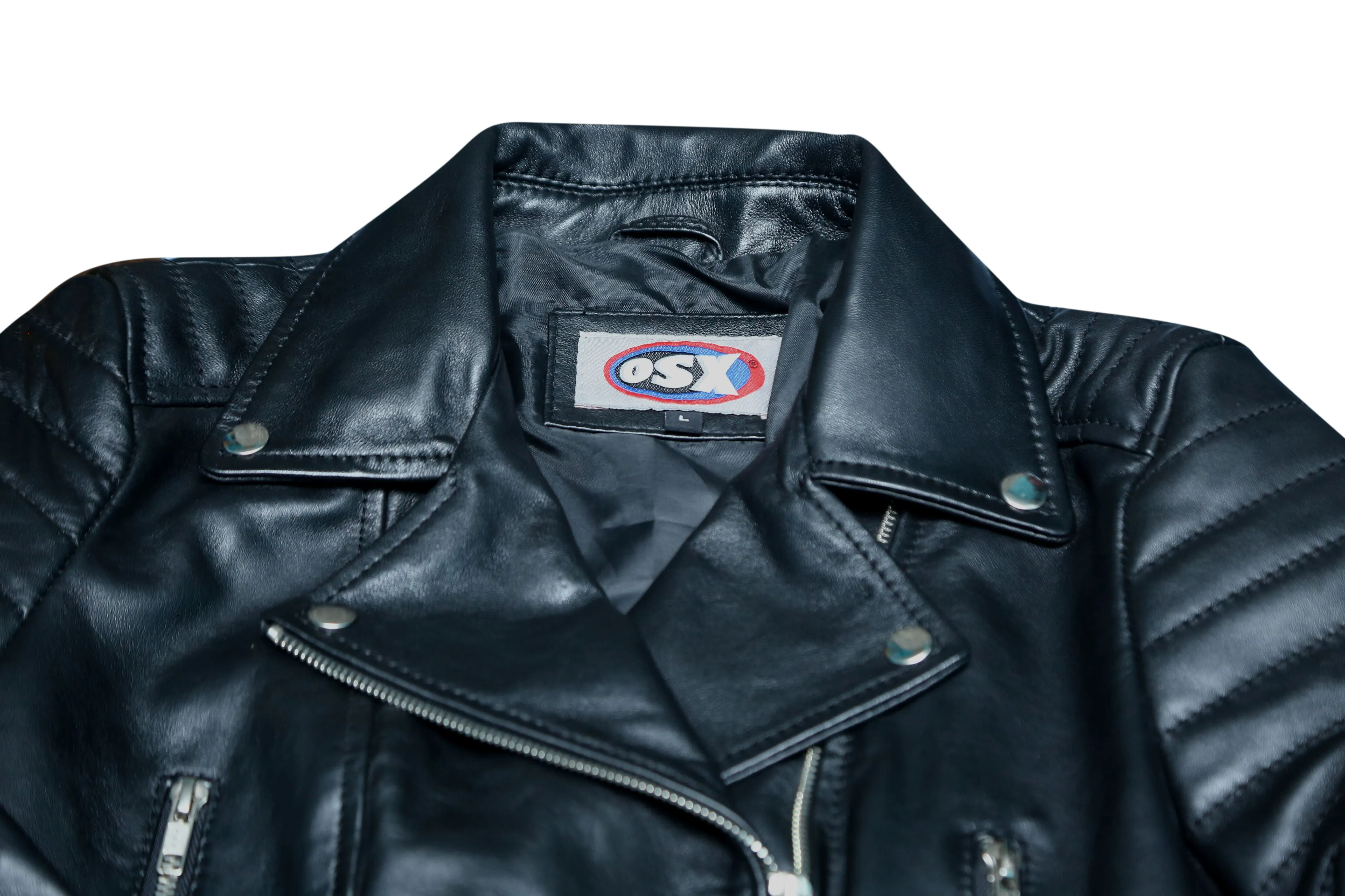 LADIES SHORT BIKER FASHION LEATHER JACKET  BLACK SHEEP NAPPA S089