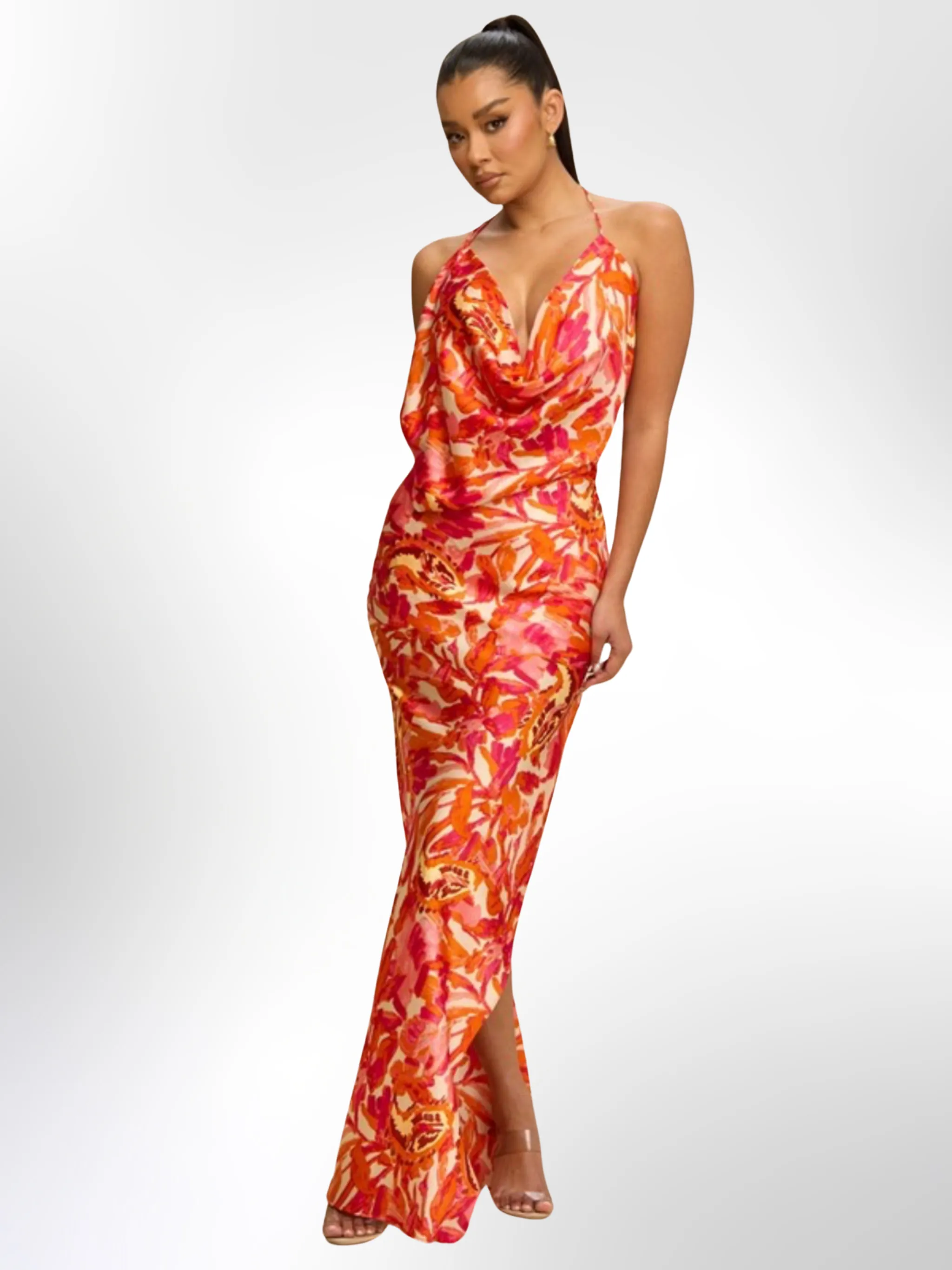 Layla Satin Cowl Neck Maxi Dress