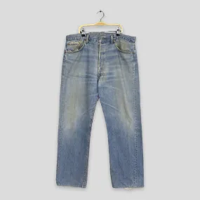 Levi's 501 Faded Blue Stonewash Jeans Size 35x28.5