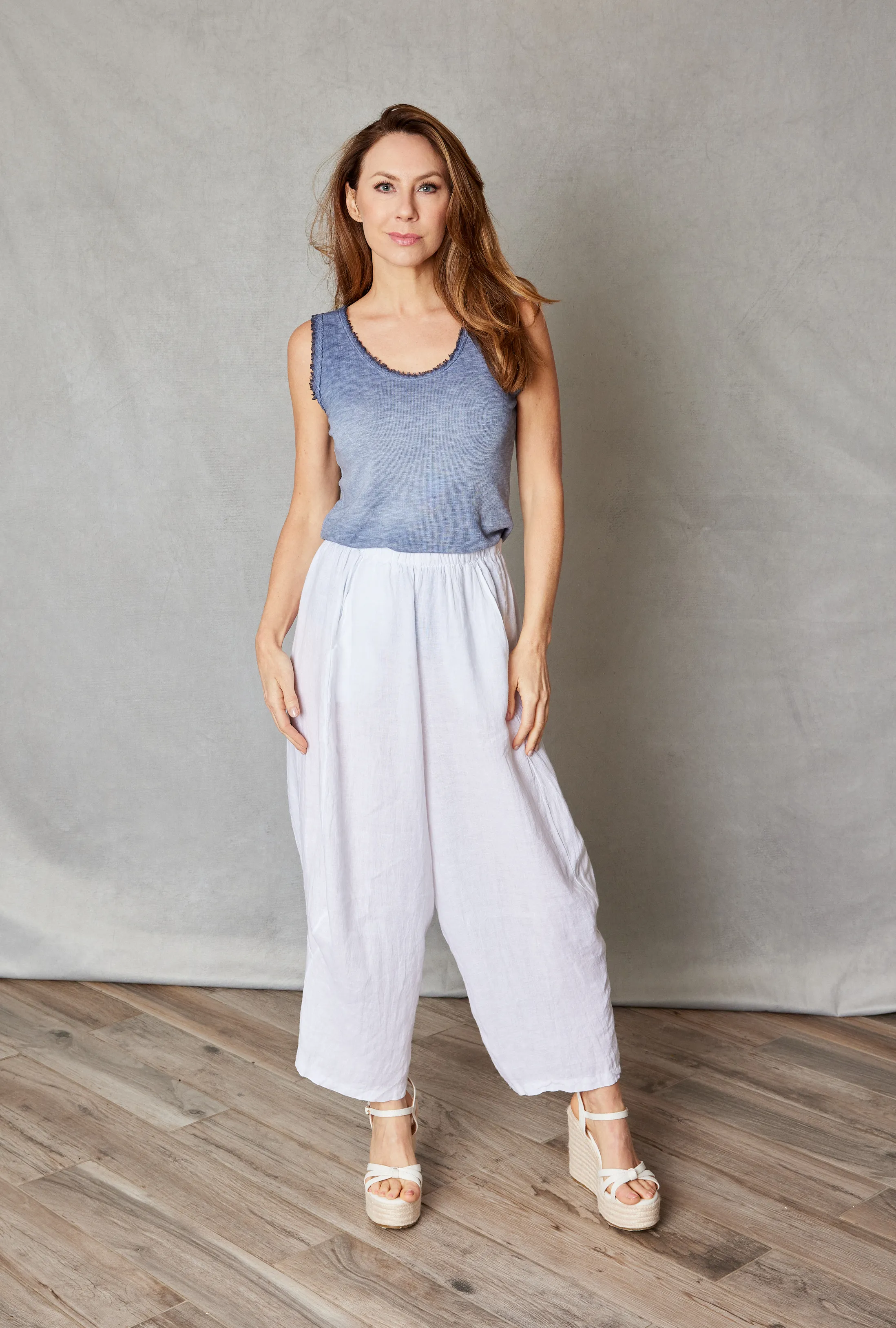 Linen Pant with Side Inset